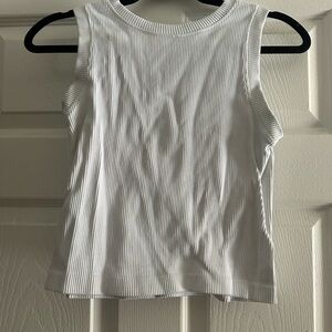 White Ribbed Sleeveless Top